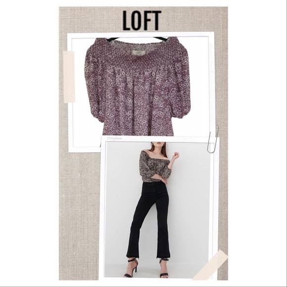 LOFT Blouse Peasant off-on-the shoulder Floral blouse Size XS - Picture 3 of 8